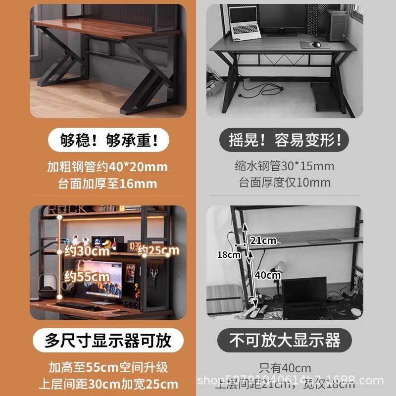 电脑桌书桌卧室家用书架一体台式可放主机洞洞板电竞桌学习写字桌