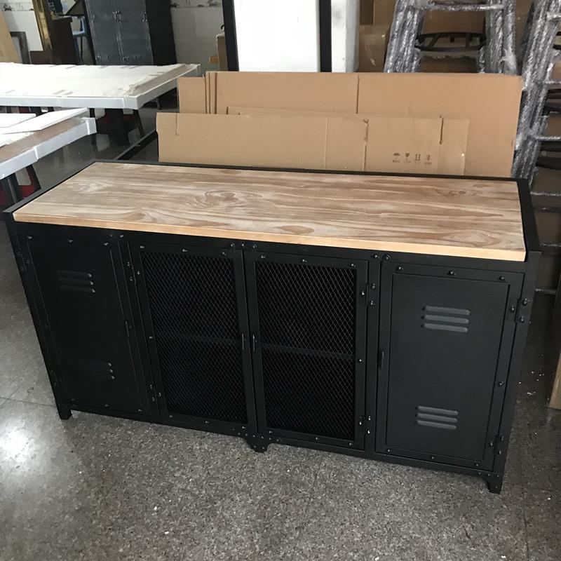 LOFT工业风F9565HH9餐餐边柜铁艺吧储物柜子水台复古茶做旧餐厅备