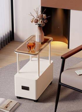 超窄边几小茶几轻奢缝收纳柜子小型可移桌子户床动头收夹纳IIM储