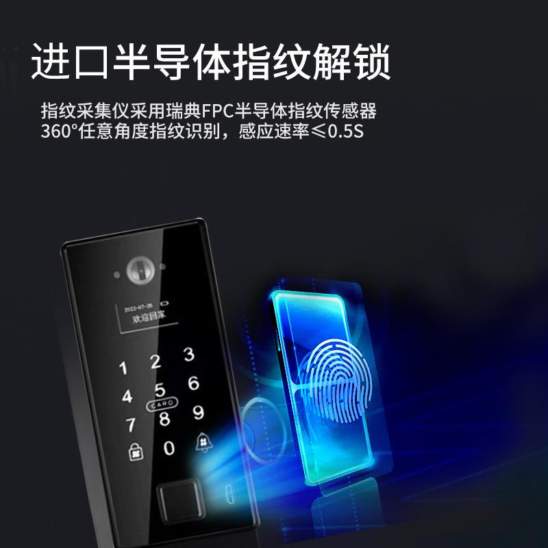 嵌入式指纹锁人脸识别十寸大屏远程开锁全自动防盗门智能密码锁
