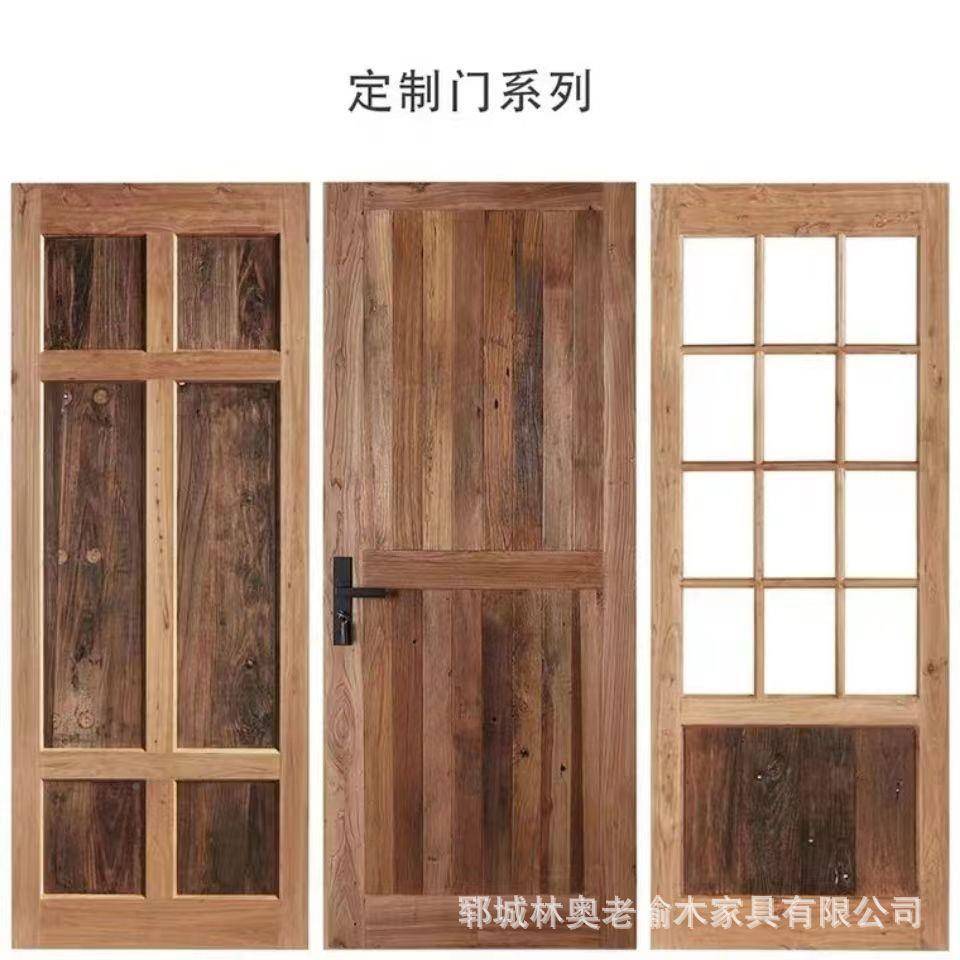 3中复式老木单开实木室内门民宿酒店木古榆庭院门家用进户套装榆