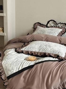 法漫式复古风浪花30903边加厚磨四件套秋季保冬毛暖提花被套床上