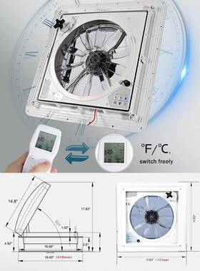房车9962换气控扇床风车改装风进气排气新12V10档风速遥雨感排扇