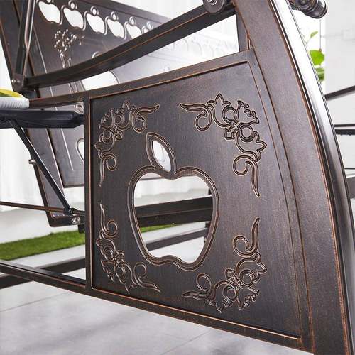 户外秋千庭院吊椅室外园GVC花阳台铝合金铝双人摇椅红铸太阳能网