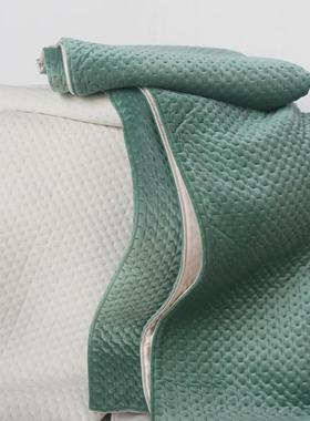 Q4样板间轻绒布床尾毯客厅F奢沙发DPP盖毯搭巾民宿床E尾巾墨绿色