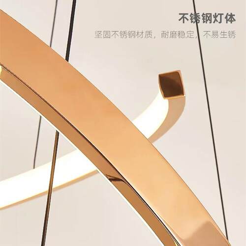 复式楼别墅ed中2230空客厅不转锈钢轻奢旋楼梯长吊灯l灯简约极简