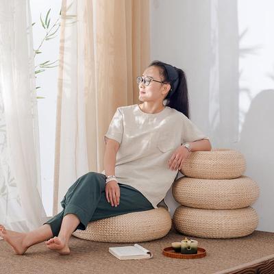 草编蒲团榻榻米坐垫地上日式加厚藤编家用圆形打坐垫禅修垫草垫云