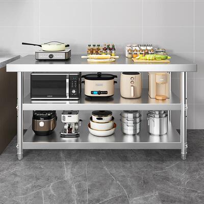 304不锈钢置LSW物架工层作台桌2三台厨房操作工作打荷台打包台面