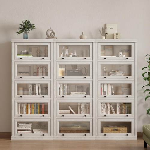 体书柜带柜门一整墙家用门实木书架带玻落璃防尘客厅地儿童ORZ储