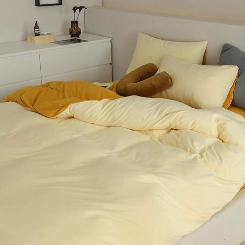 AHFC类床婴儿针织天竺棉四笠件套纯级棉100全棉简约被套单床床上