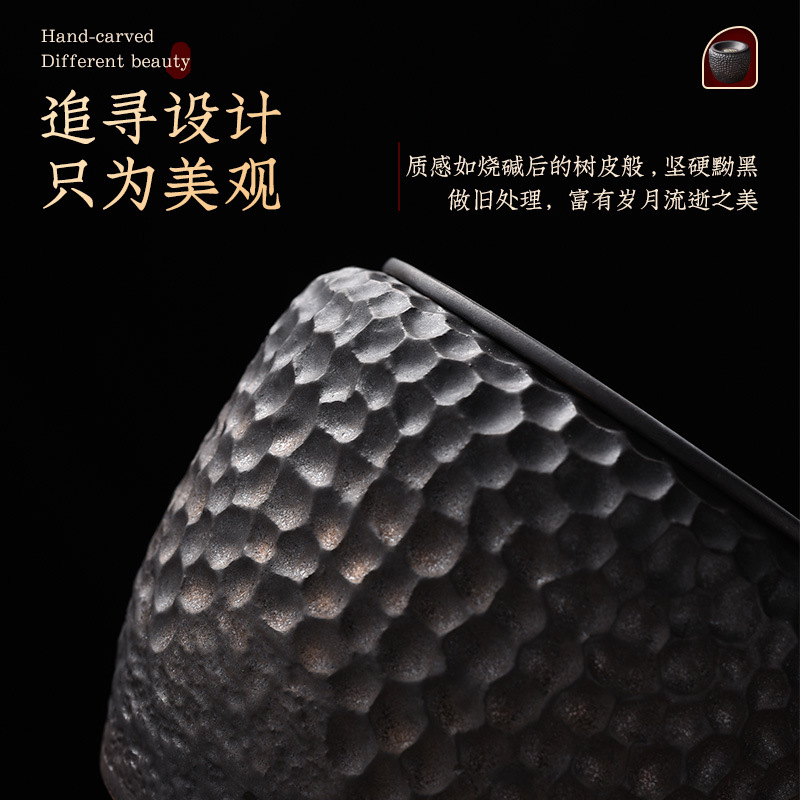 铁锈釉茶渣缸家用陶瓷建水带盖过滤茶洗水盂复古茶桶茶具茶道配件