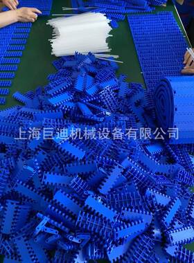 1DXX000平板网带P板OM蓝色饮料瓶线输送链排上带导向钩