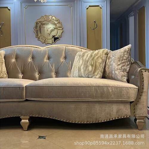 美式实木沙发t筑源别墅客厅现代轻r奢法艺式复古a雕YC2023-5花三