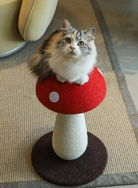 蘑磨耐菇剑麻抓板可爱磨小咪型麻绳爪不耐用立式抓柱JMV猫玩具摆