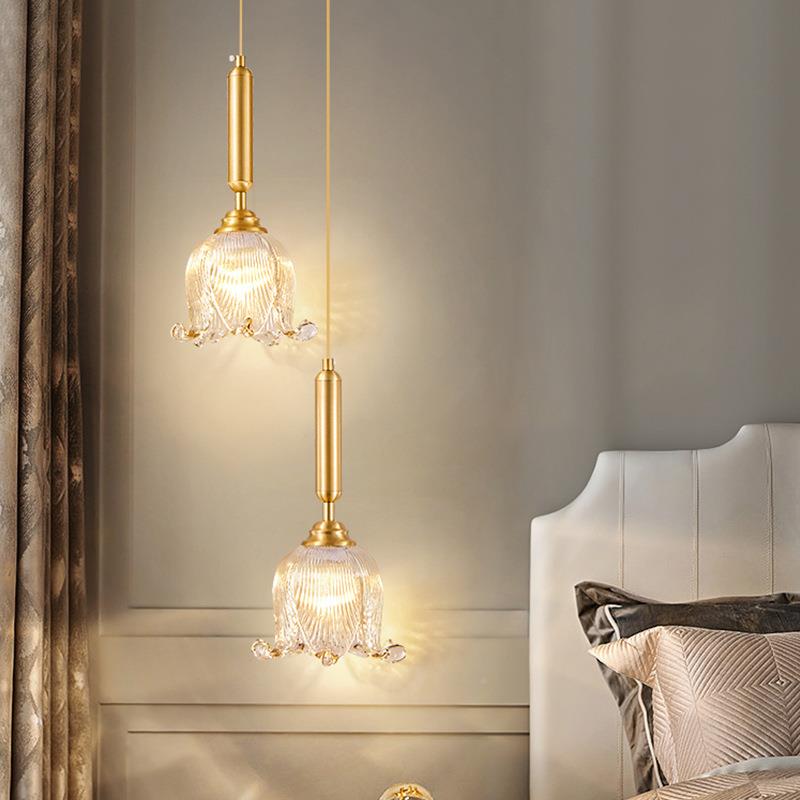 全铜晶卧VYP室床头小吊水现代灯简约网红205新款长2线复古主卧灯
