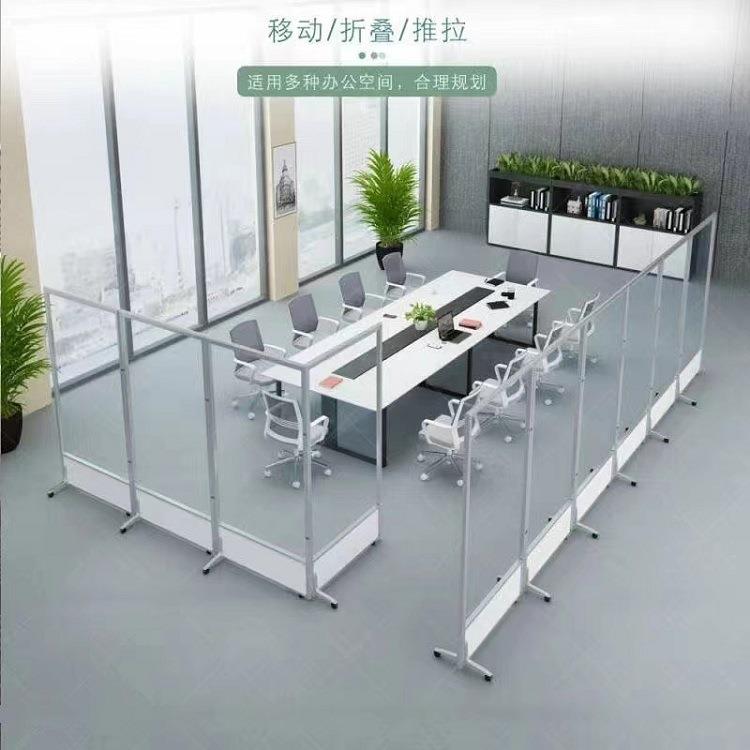 力透74911明屏风隔断办室可折叠移动亚公克公司间透车光玻璃磨砂