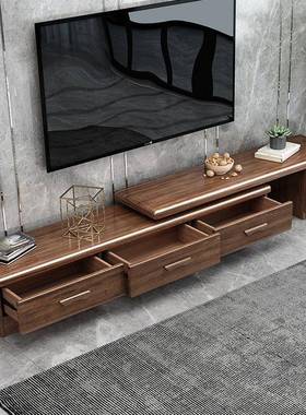 桃电视柜茶几胡组合客厅靠伸墙储物58247影视柜现代木中式实木可