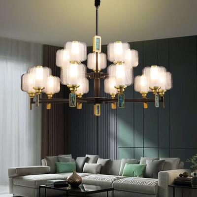 现代8701简约厅客壳吊灯新款L厅ED轻奢餐全铜灯个性创意别墅贝灯