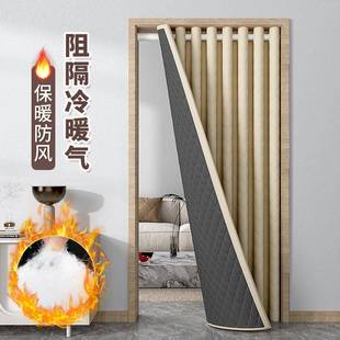 V4加5O门F77THJ8T帘冬季 保打暖防寒风卧室家用免孔棉厚东北防窗帘