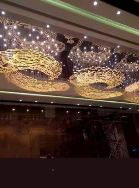 水吊灯不锈晶店钢玻35554璃意水晶灯装饰酒吊线灯LED大厅灯具创吊