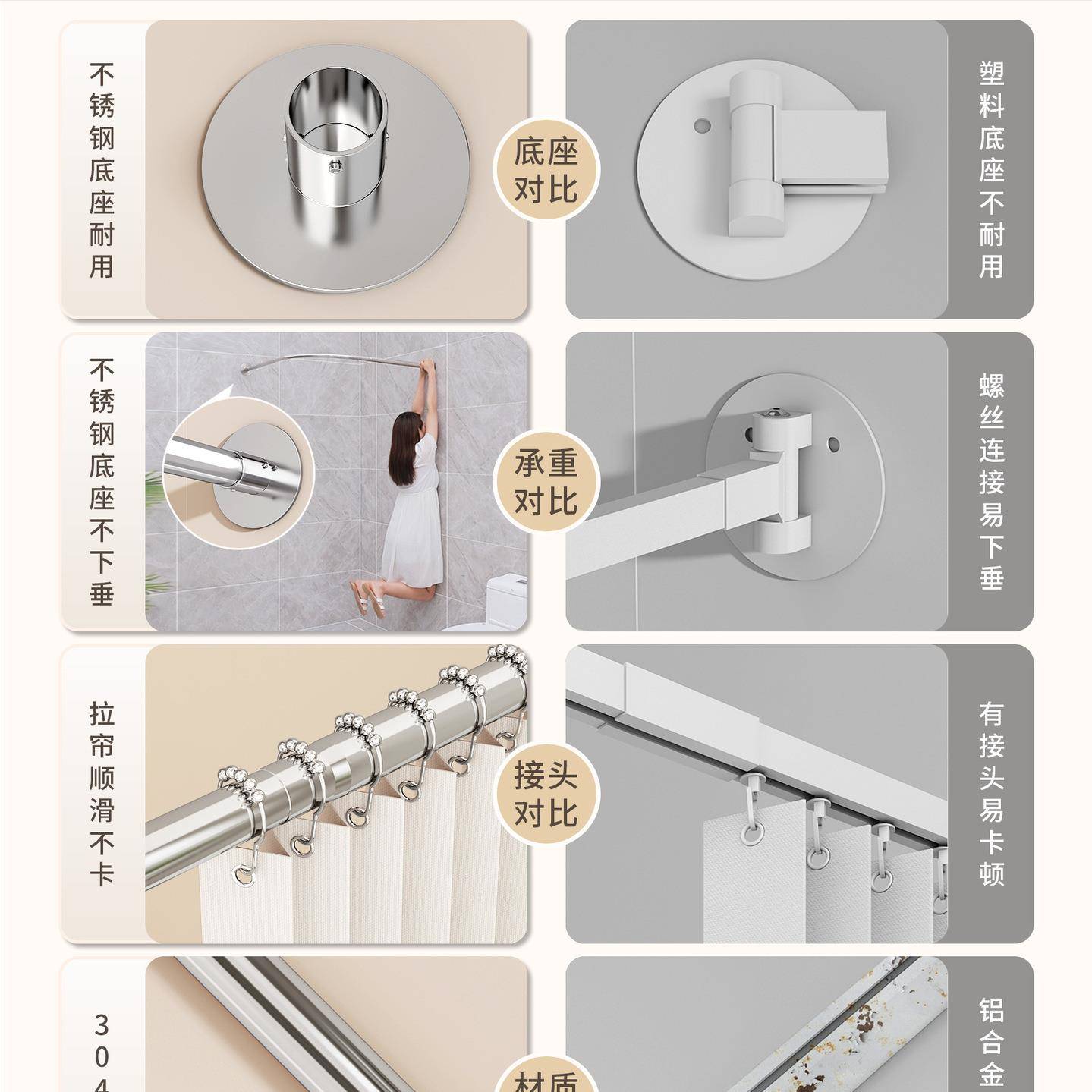 浴帘隔免打孔浴弧形杆淋浴卫62161613生防间洗澡遮挡室水布l型轨