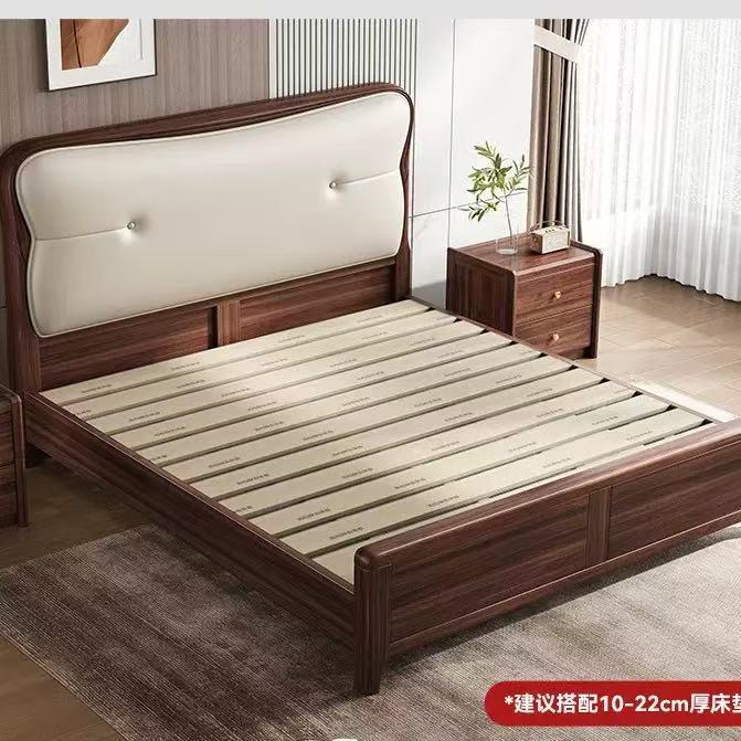 M新中式实木黑胡桃全实E10#木现代简约1.5双人大床床加厚储物一米