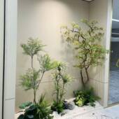 仿真绿盆餐栽植物KNU造景内盆景厅场景室装 饰橱窗楼植梯景观组合
