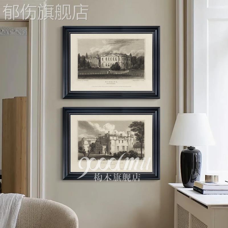 欧式城堡庄园客厅挂画法式风景建筑玄关餐厅装饰画卧室书房墙壁画图片