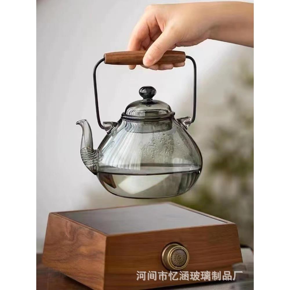 围炉煮茶桌复古高硼硅玻璃提梁壶电陶炉烧水壶家用玻璃茶壶大容量