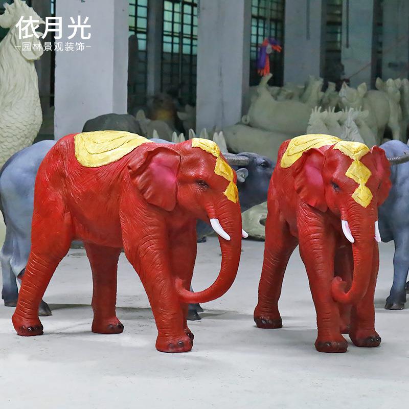 玻璃钢仿真非洲大象雕塑摆件大型动物模型售楼处户外园林景观装饰