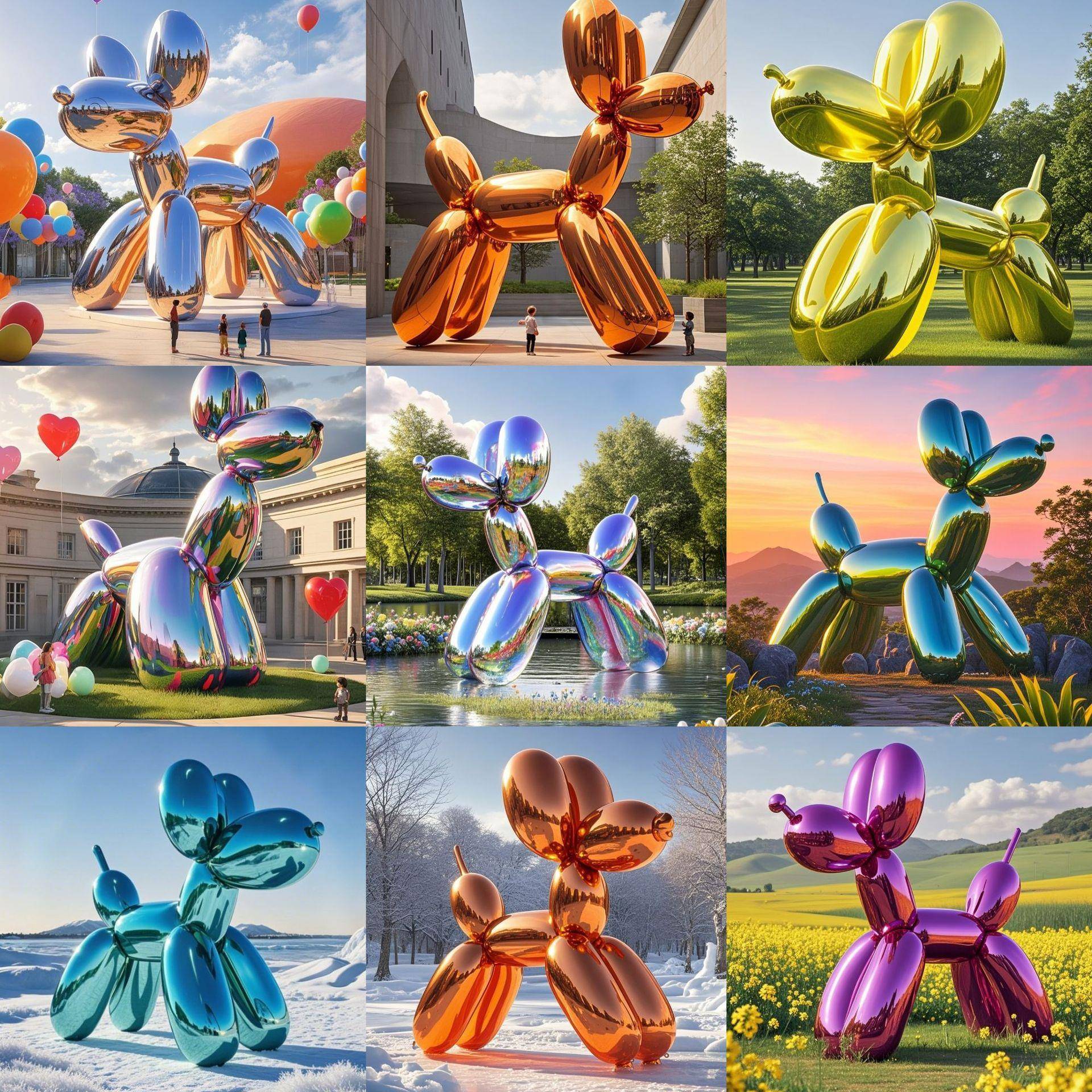 大型玻璃造钢通卡气狗132雕塑IP人物形象不锈钢商场网红美陈摆件