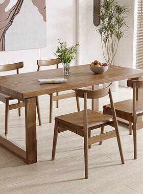简约实木餐桌客户厅餐厅长小型RYP桌白比蜡木莫恩桌子餐厅餐桌椅