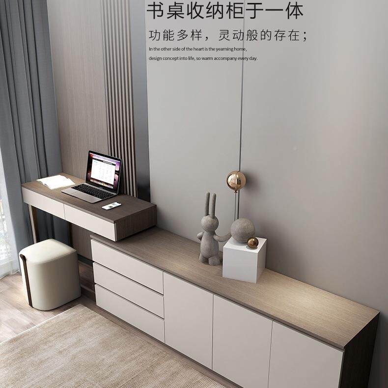 台收纳梳柜卧一体室实木书XKH桌电视柜组合妆床位储物房间转角化