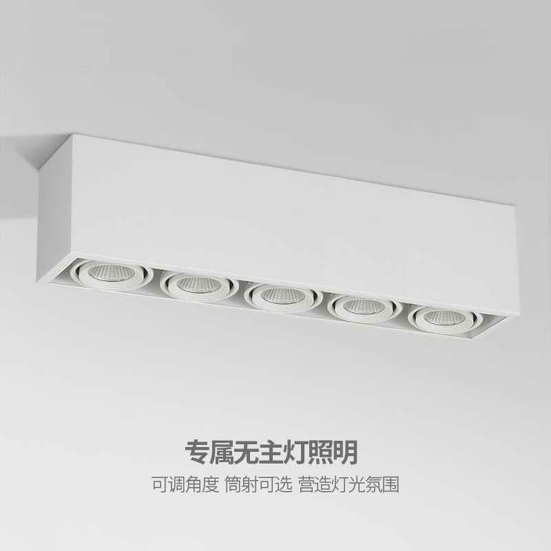 明装COB五头LED格栅射灯