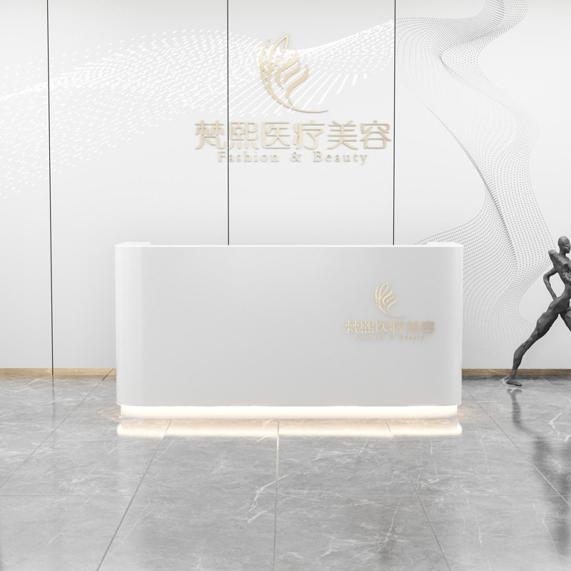 简约现代烤漆带灯弧形收银台