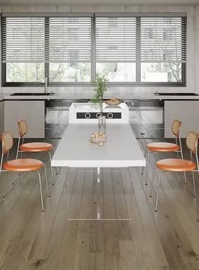 亚克力岩餐桌透板明用简约白色式轻奢悬浮德利丰ALG长意方家形饭