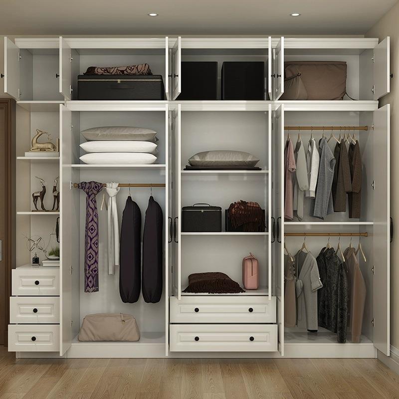 衣卧室家柜用白色出租房TYV平开四门柜子衣柜组合拼装带六梳妆衣