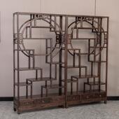 博架木中式 置物架古董古架茶具架展示柜隔8543断实玄柜关柜书架陈