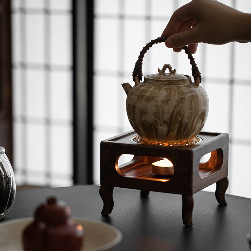 轻奢胡桃木蜡烛加热煮茶炉底座