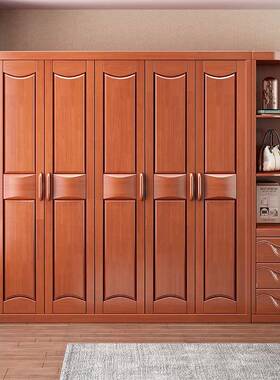 新中式木衣柜整五体三四门木质收实衣柜组QKA合拼接组装大纳衣柜