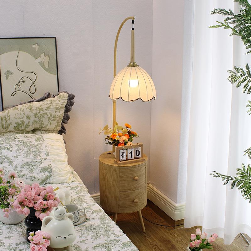 奶油风卧室落地灯客厅沙发物几置架一体木70596色床原头柜茶几台