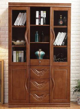 实胶木书柜现代中公式雕花2门3门组合橱办书公ZNU室文件柜橡木办