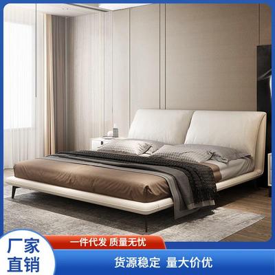 意式极简床轻奢现简约主卧室床皮大软包SDD双人网红床软气代包