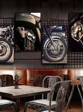 装饰画清吧摩托俱酒乐部车房复古吧工业风车挂画发动机引擎机XNH