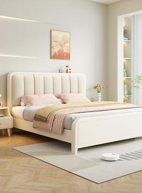油奶风中白色实木床1.5mTFU1.8m现代简约主卧家用户型单双人储物