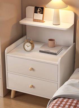 床奶油风床柜简约TMD现代床简边柜子卧室小型头储物柜易免漆床头