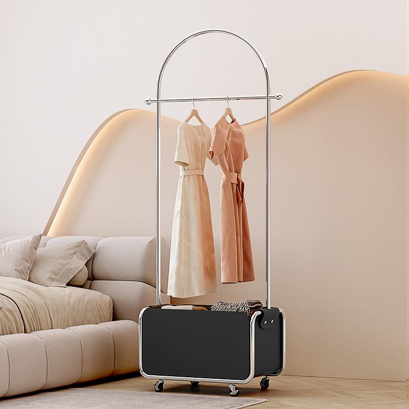 轻奢不钢皮兜纳衣帽架落地DS0429卧室可家用脏衣篓移动带轮收挂衣