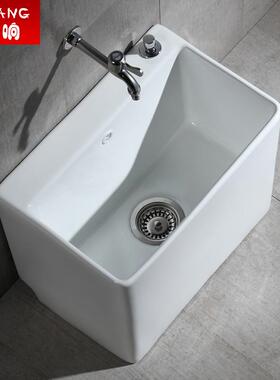 洗带拖池把驱AWN动阳台卫生间地盆拖布陶瓷侧排水形方家用水槽墩