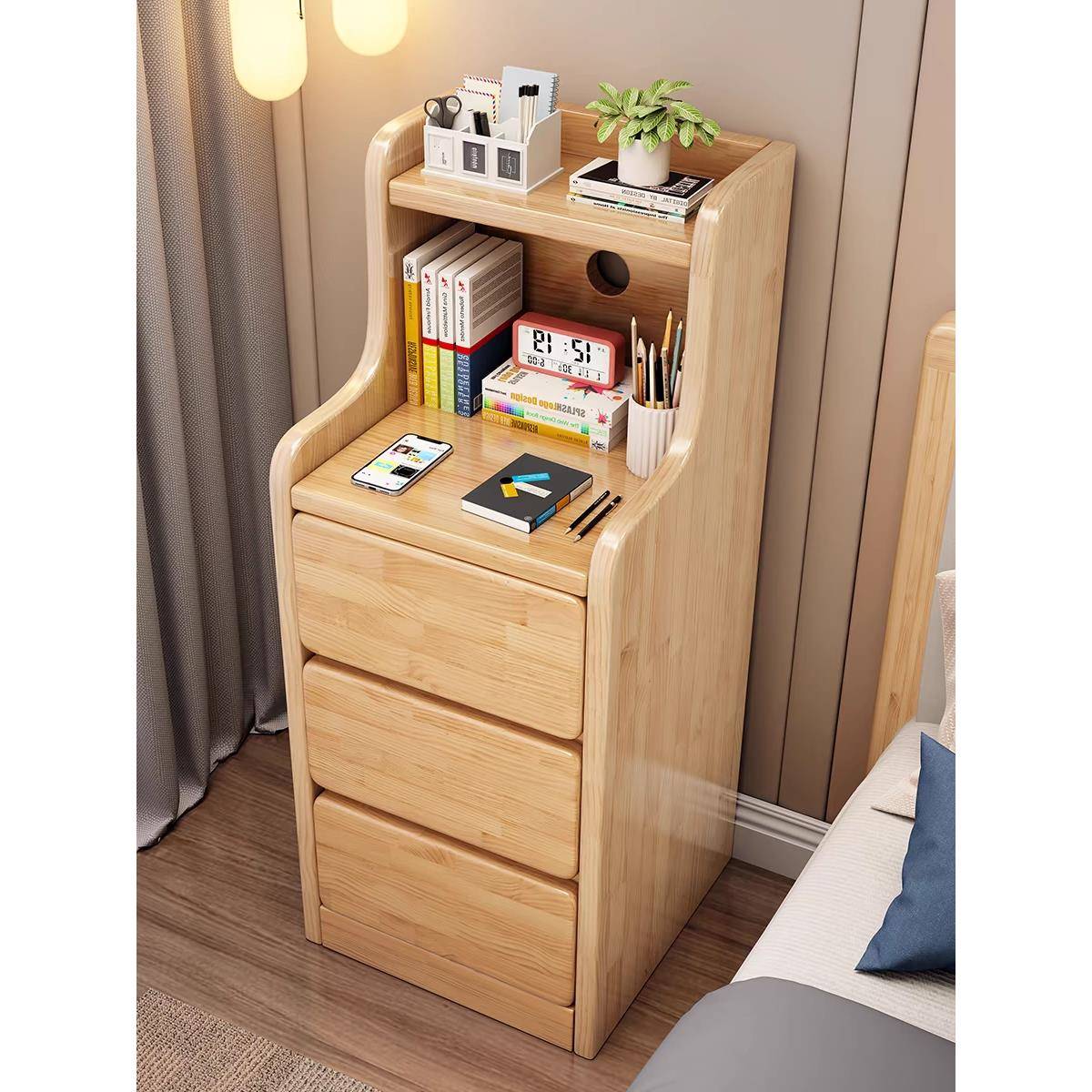9C实木超窄柜柜床头柜小户型迷你储VDQ物现代简约多功能室收纳卧