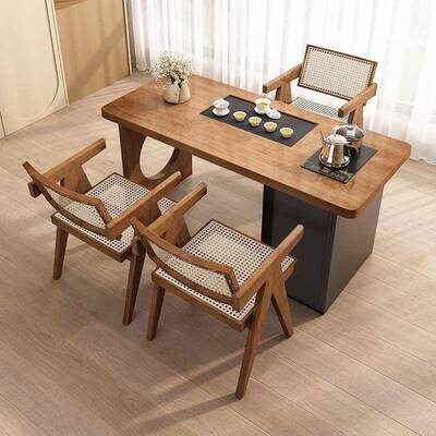 台茶桌型椅组合小家油用茶台烧水TRI壶一体奶风实木阳台泡茶阳桌